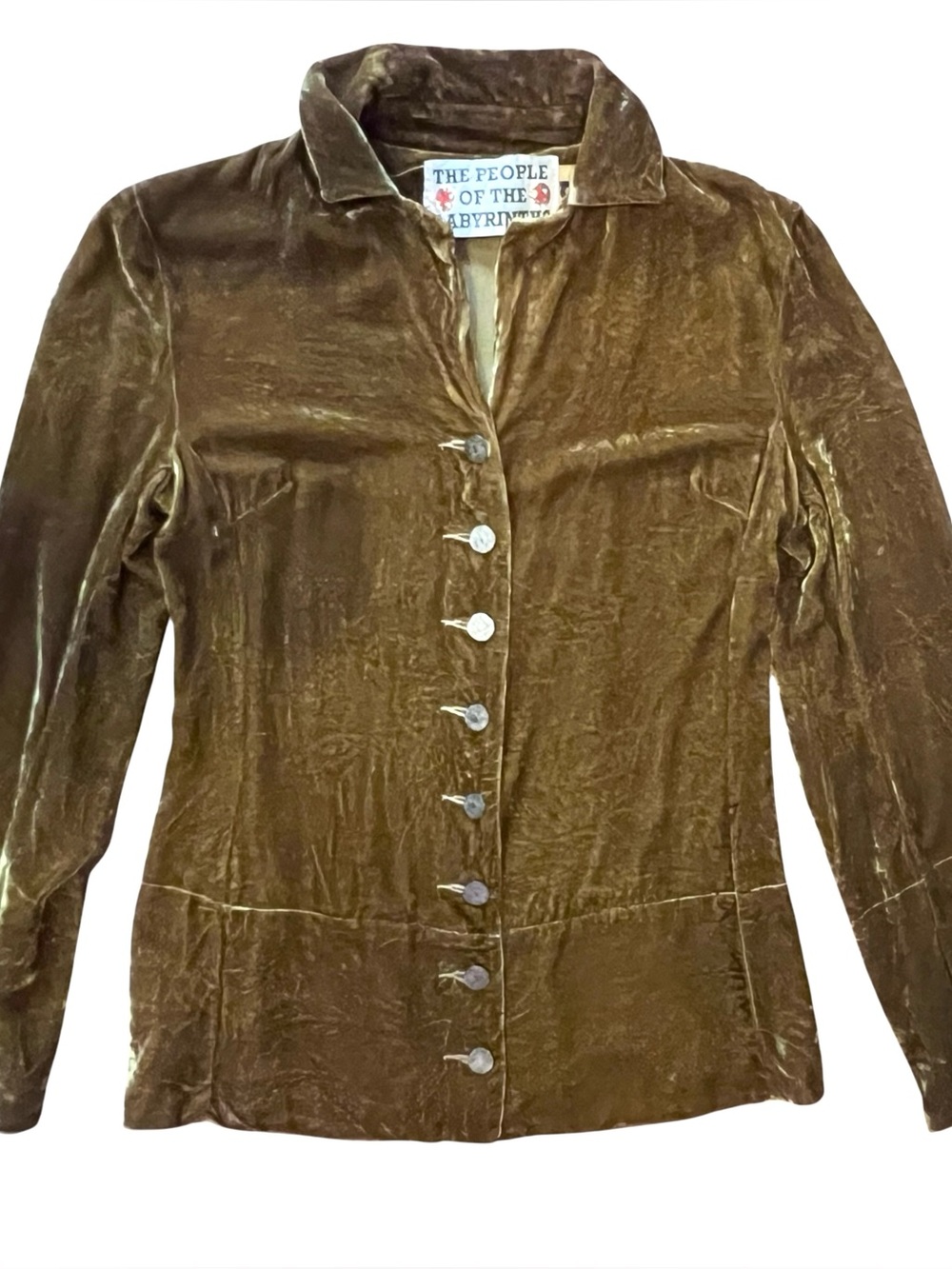 The People of the Labyrinths Vintage Crushed Gold Velvet Top Size S